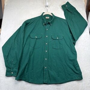 Vintage 90s Five Brother Mens Work Shirt 2XL Green Button Front Utility